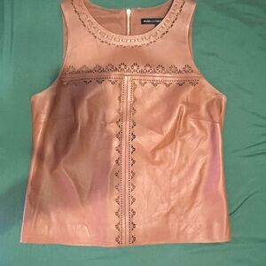 Brown Leather Sleeveless Top